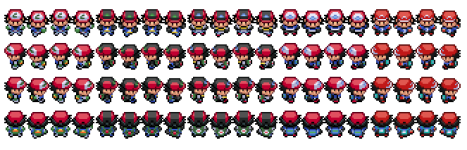 [PokeCommunity.com] POKEMON ASH GEN 1 - 6 OUTFITS FOR POKEMON ESSENTIALS (FRLG STYLE) walking sprites