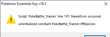 Error in Pokemon Essentials 16.3