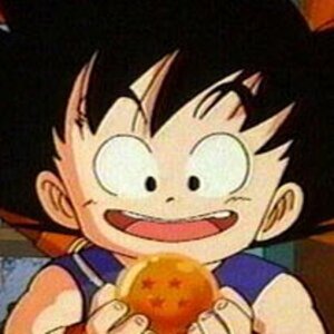 Happy Goku carrying 4 star dragon ball