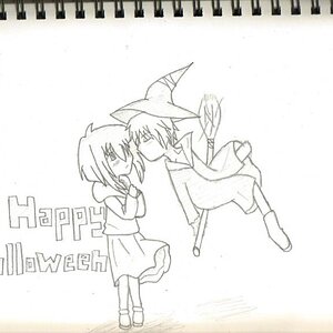 Nami and Kale from my comicy thingy in-the-making (Demonican Warriors). 

This was a picture I entered in a halloween based contest.

Kale (c) me
Nami