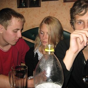 Me, My girlfriend and my friend in our friend`s bar, were we hanging since we were 13)