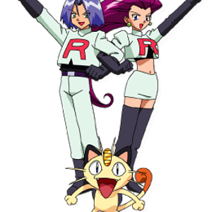 Jesse, James, and Meowth are the goofy (and often times unneccesary) trio under the command of Giovanni to go and capture rare Poke'mon for him.