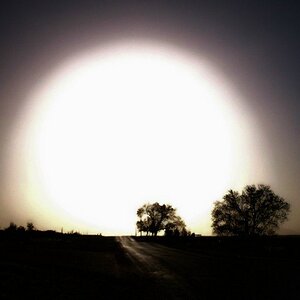sunset behind dust