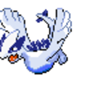 The Luiga sprite from Pokemon Silver revamped using the colours from the DP Lugia Sprite :3