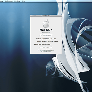 Screenshot of a fresh install of Mac OS X 10.6.0 Snow Leopard build 10a261