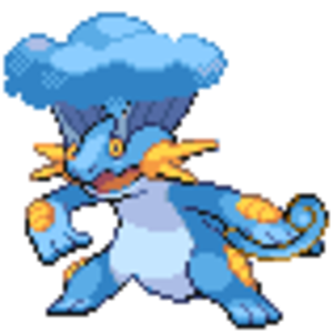 A mixture of Swampert's body, Persian's tail and Torkoal's smoke for water sprout. I called it Torpersian.