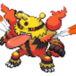A mixture of Electivire's body, Lickilicky's tongue, Yanmega's wings and Magmorter's hand flames. I called it Mortickmega.