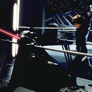 Luke defeats his father, and finally becomes a Jedi.