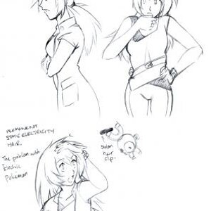 "The Problem with Electric Types"
Various doodles of an older Lavi. I'd have to say that my favorite one is where that playful little Magnemite is ste