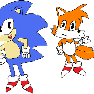 Sonic and Tails-I first handdrew it, but then I redid it on my 
paint program. I think its pretty good!