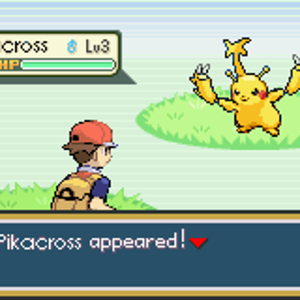 Wild Pikacross Appeared!
Sorry I didn't have the right font......