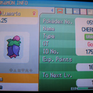 Cherrim! ♥ ♥ ♥

My Cherrim in Diamond was male and named for Marluxia in Kingdom Hearts. I needed another Cherrim for Platinum, of course, so I pulled