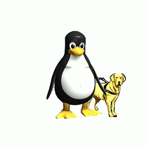 linux penguin walking a dog!