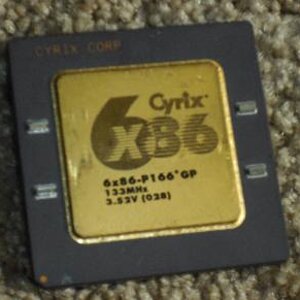 An old Cyrix P166+ G processor I had lying around.

By the way, in case you didn't know, the naming of this processor is determined by its score compa