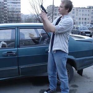 me, my Magnum gun, my car VAZ 21099 - 200 km/h on highway)