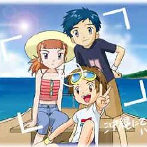 Takato, Henry and Rika all together at the beach