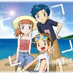 Takato, Henry and Rika all together at the beach