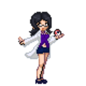 My character Fuyo as a pokemon trainer. She has long ears because she's a werewolf.