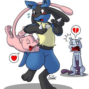 Lucario, Mew and Mewtwo