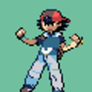The sprite of Ash on the trainercard! (made by me!)