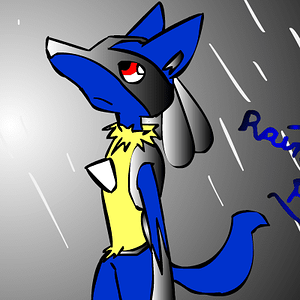 Lucario in rain