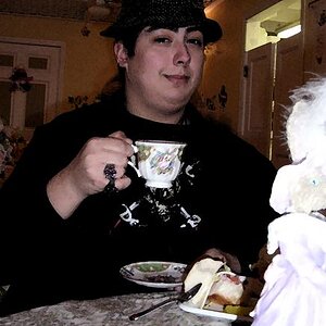 Enjoyin' a spot o' tea, just like Bartholomew "Black Bart" Roberts.