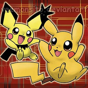 Pikachu and notched ear Pichu ^^