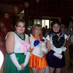 Me as Sailor Saturn, my friend Christina as Sailor Jupiter, and a girl we met as Sailor Venus.  :)