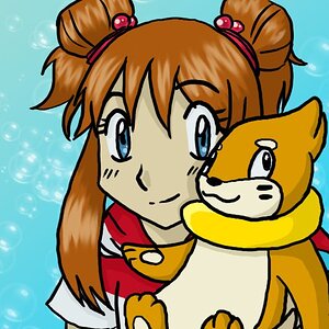 Melody and her Buizel, from my fanfic. Not one of my best.