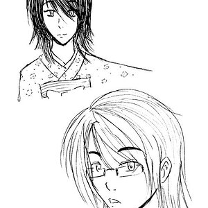 My characters, sister and brother Ren and Kazeyuki Tamada.
I was trying to make them look alike. ;_;
Ren-chan is 16, Kaz is 26. They're both very tall