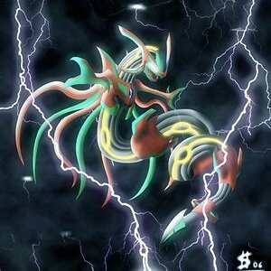 Okay..i`m not sure what this is,but it looks like Rayquaza and Deoxys fused,i think...
