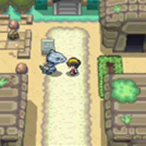 Gold  and Steelix in a route
