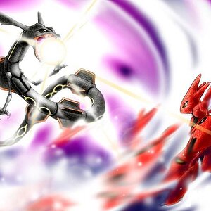 Rayquaza   shiny   vs  Scizor by SilverDolphin324