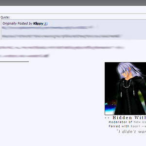 A screenie of Riku theme.. so I can remember it's epicness when I switch themes. Because everyone knows I do that often. xD; 

The font is blurred out