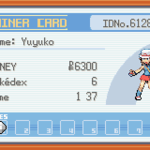 Yuyuko's Trainer Card, with the first badge