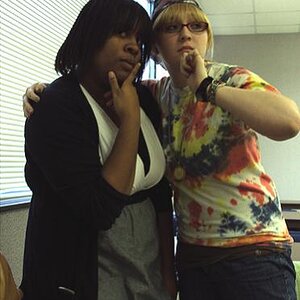 Me (right) and Arianna goofing off in Sociology class.