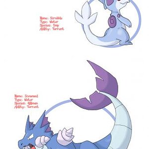 My Water-type starters, revamped from an old design that can also be seen in my online gallery on my site listing