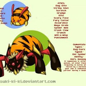 Bug Pokemon based on a tick and Onigumo; a spider demon