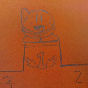 Kirby on a podium