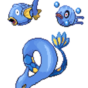 Phish (Magikarp), Torpedish (Feebas), Bulleteel (Milotic)