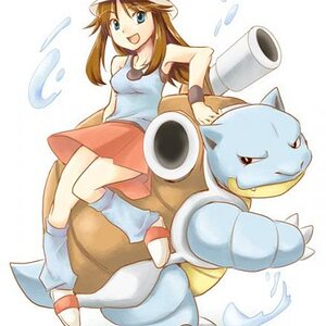 Blue with her starter Blastiose.