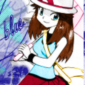 Blue with a fishing rod. Yes, I will continue to state the obvious.