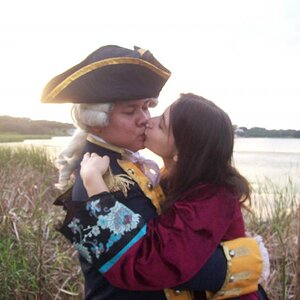 My fiance and I cosplaying James Norrington/Elizabeth Swan from Pirates AWE