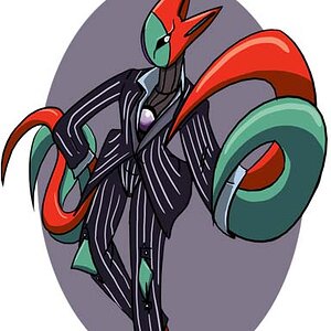 I don't particularly like Deoxys, but this fanart is just awesome. I mean, business suit? Who'da thought? But it's genius.