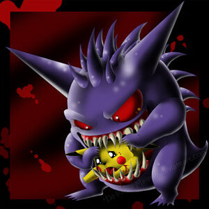 Gengar devours Pikachu    XD by Da Phase Meister