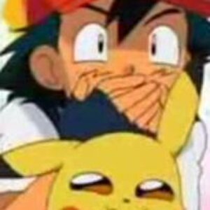 Ash trying to imitate Picachu.