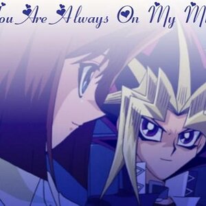 I honestly do NOT know why i like this couple, seeing as I'M in love with Yami. ANYWAY, the text says "You're always on my mind".