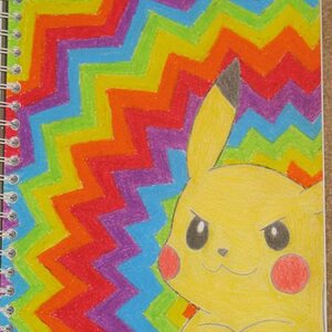 Is it colorful enough?? haha XD I made this out of boredom with lotsa oil pastels for the background, and colored pencil for the Pikachu! :) Its a LOT