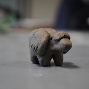 Clay sculpture of Phanpy (un-fired and un-painted).