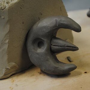 Clay Sculpture of Lunatone (un-fired and un-painted).